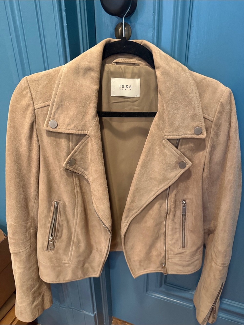 Ikks Beige Suede Moto Jacket size XS